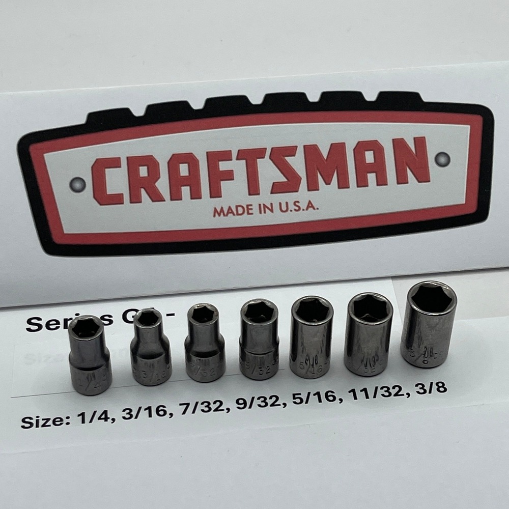 Craftsman G1 7pc SAE 1/4 Drive 6-Point Socket Set Made in USA 43490-43497